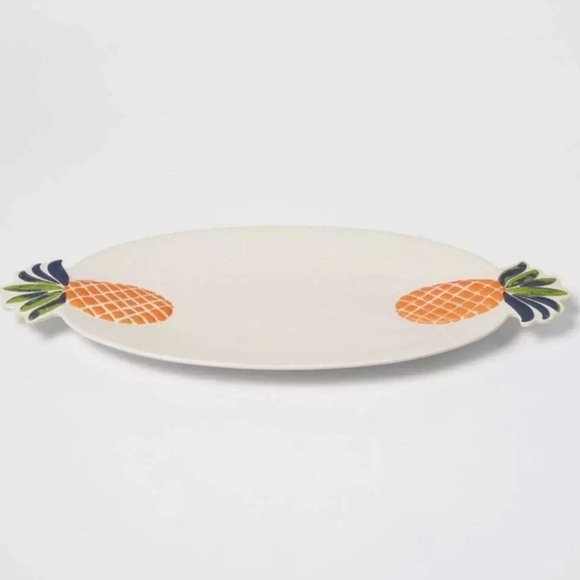 New Opalhouse Pineapple Icon Design Melamine/Bamboo Serving Platter 21" X 10" - Picture 3 of 5